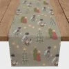 72" Gray Tree & Globe Pattern Cotton Twill Runner