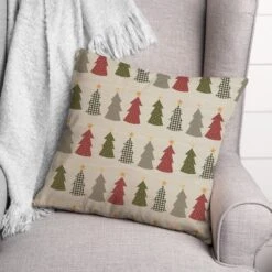 Cream Tree Pattern Throw Pillow -Michaels X-Mas Decor D662503S 3