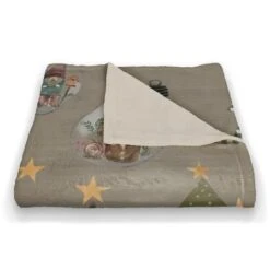 Gray Tree & Globe Pattern Coral Fleece Blanket -Michaels X-Mas Decor D662522S 2