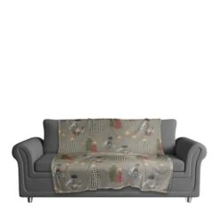 Gray Tree & Globe Pattern Coral Fleece Blanket -Michaels X-Mas Decor D662522S 3