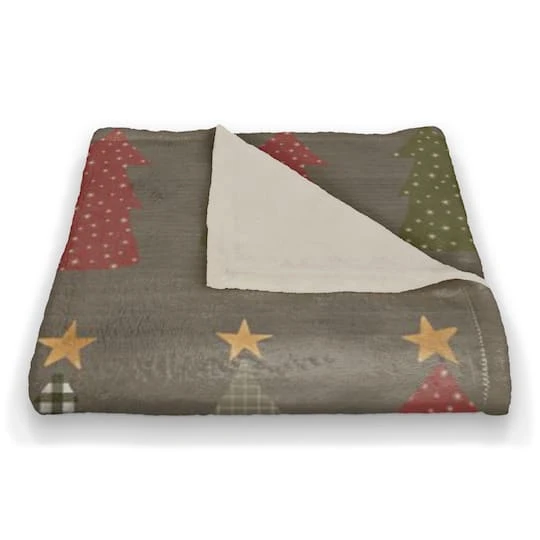 Gray Tree Pattern Coral Fleece Blanket 5 Gray Tree Pattern Coral Fleece Blanket - Image 3