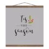 Gray Tis The Season Hanging Canvas In Teak Frame -Michaels X-Mas Decor D662565S 1