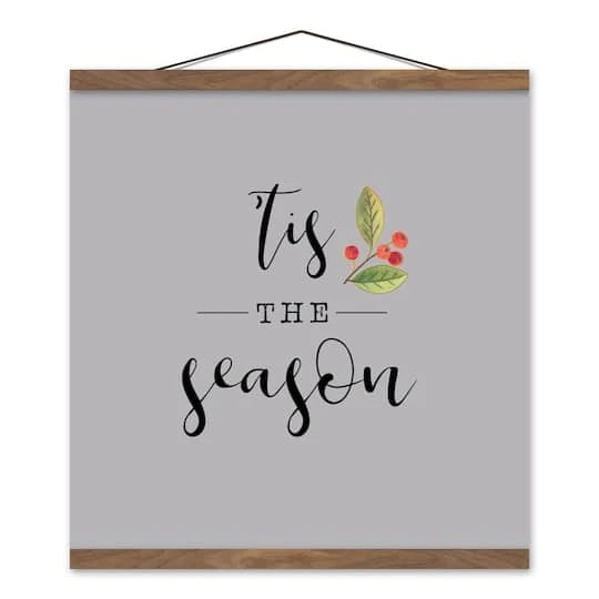 Gray Tis The Season Hanging Canvas In Teak Frame 3 Gray Tis The Season Hanging Canvas In Teak Frame