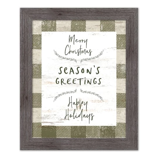 Green Buffalo Check Holiday Phrases Print In Western Gray Frame 4 Green Buffalo Check Holiday Phrases Print In Western Gray Frame - Image 2