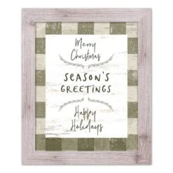Green Buffalo Check Holiday Phrases Print In Western White Frame -Michaels X-Mas Decor D662569S 1 1