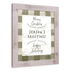 Green Buffalo Check Holiday Phrases Print In Western White Frame -Michaels X-Mas Decor D662569S 2