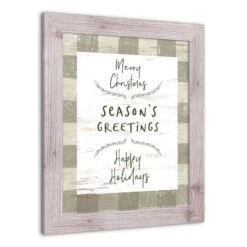 Taupe Buffalo Check Holiday Phrases Print In Western White Frame -Michaels X-Mas Decor D662571S 2