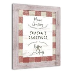 Red Buffalo Check Holiday Phrases Print In Western White Frame -Michaels X-Mas Decor D662574S 2