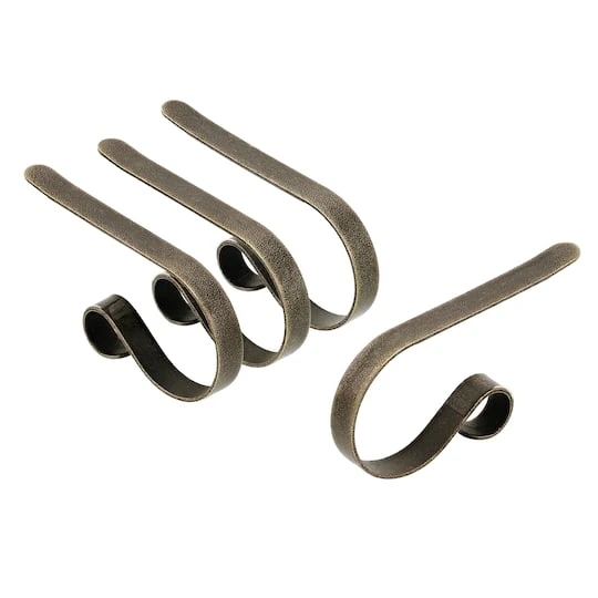 Original MantleClip® Weathered Antique Brass Stocking Holders, 4ct. 3 Original MantleClip® Weathered Antique Brass Stocking Holders, 4ct.