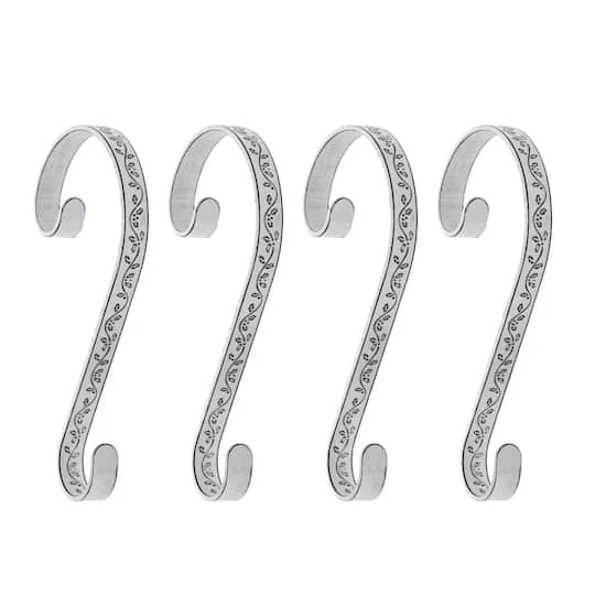 Haute Decor Stocking Scrolls® Holly Whitewashed Stocking Holders, 4ct. 4 Haute Decor Stocking Scrolls® Holly Whitewashed Stocking Holders, 4ct. - Image 2