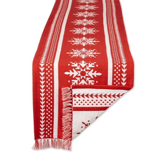 DII® 72" Nordic Snowflake Stripe Jacquard Table Runner 3 DII® 72" Nordic Snowflake Stripe Jacquard Table Runner