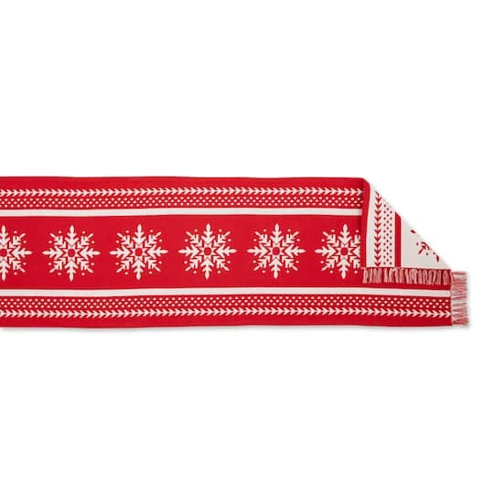 DII® 72" Nordic Snowflake Stripe Jacquard Table Runner 5 DII® 72" Nordic Snowflake Stripe Jacquard Table Runner - Image 3