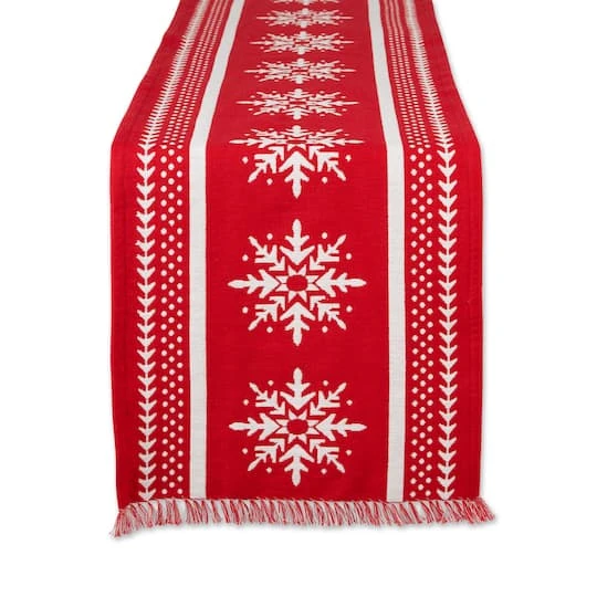DII® 72" Nordic Snowflake Stripe Jacquard Table Runner 7 DII® 72" Nordic Snowflake Stripe Jacquard Table Runner - Image 5