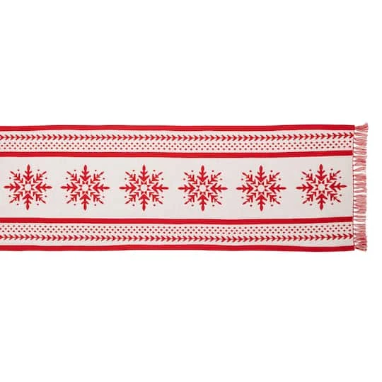 DII® 72" Nordic Snowflake Stripe Jacquard Table Runner 8 DII® 72" Nordic Snowflake Stripe Jacquard Table Runner - Image 6