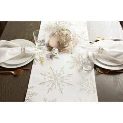 DII® 108" Snowflake Sparkle Printed Table Runner -Michaels X-Mas Decor D666486S 4