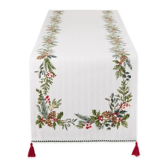 DII® 72" Heritage Holiday Sprigs Reversible Embellished Table Runner 6 DII® 72" Heritage Holiday Sprigs Reversible Embellished Table Runner - Image 4