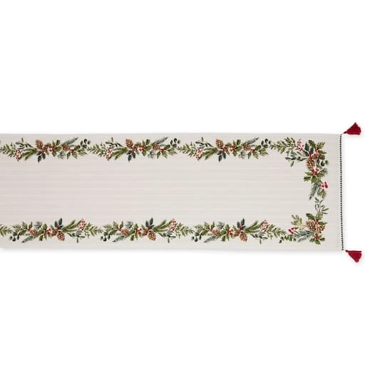 DII® 72" Heritage Holiday Sprigs Reversible Embellished Table Runner 5 DII® 72" Heritage Holiday Sprigs Reversible Embellished Table Runner - Image 3