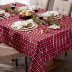 DII® 52" Glad Tidings Plaid Tablecloth -Michaels X-Mas Decor D666783S 4