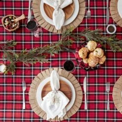 DII® 52" Glad Tidings Plaid Tablecloth -Michaels X-Mas Decor D666783S 5