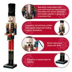 Glitzhome® 3ft. Wooden Christmas Drummer Nutcracker -Michaels X-Mas Decor D670509S 14