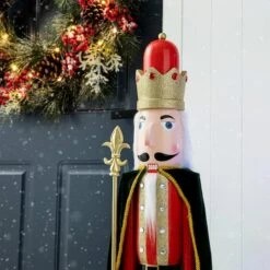 Glitzhome® 3.5ft. Wooden Christmas King Nutcracker 16 Glitzhome® 3.5ft. Wooden Christmas King Nutcracker -Michaels X-Mas Decor D670510S 5