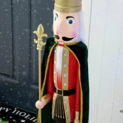 Glitzhome® 3.5ft. Wooden Christmas King Nutcracker 17 Glitzhome® 3.5ft. Wooden Christmas King Nutcracker -Michaels X-Mas Decor D670510S 6