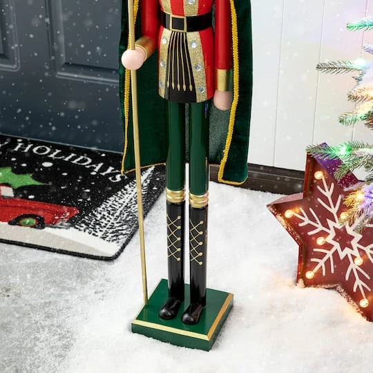 Glitzhome® 3.5ft. Wooden Christmas King Nutcracker 10 Glitzhome® 3.5ft. Wooden Christmas King Nutcracker - Image 8