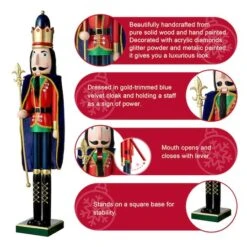 Glitzhome® 3ft. Wooden Christmas King Nutcracker -Michaels X-Mas Decor D670512S 14