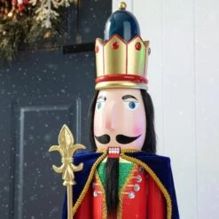 Glitzhome® 3ft. Wooden Christmas King Nutcracker -Michaels X-Mas Decor D670512S 16