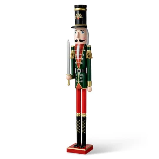 Glitzhome® 3.5ft. Wooden Christmas Soldier Nutcracker 3 Glitzhome® 3.5ft. Wooden Christmas Soldier Nutcracker
