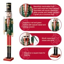 Glitzhome® 3.5ft. Wooden Christmas Soldier Nutcracker 15 Glitzhome® 3.5ft. Wooden Christmas Soldier Nutcracker -Michaels X-Mas Decor D670513S 4