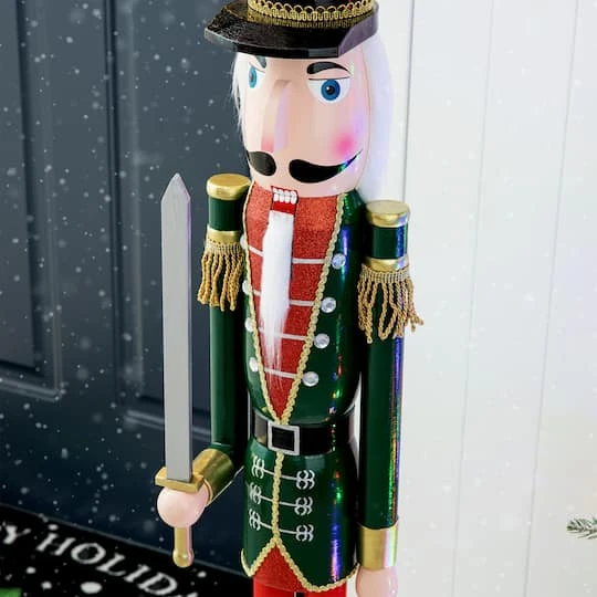 Glitzhome® 3.5ft. Wooden Christmas Soldier Nutcracker 9 Glitzhome® 3.5ft. Wooden Christmas Soldier Nutcracker - Image 7