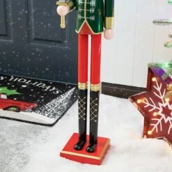 Glitzhome® 3.5ft. Wooden Christmas Soldier Nutcracker 18 Glitzhome® 3.5ft. Wooden Christmas Soldier Nutcracker -Michaels X-Mas Decor D670513S 7