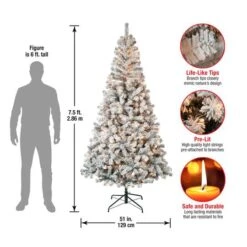 7.5ft Pre-Lit Acacia Flocked Artificial Christmas Tree, Clear Lights 12 7.5ft Pre-Lit Acacia Flocked Artificial Christmas Tree, Clear Lights -Michaels X-Mas Decor D671885S 14