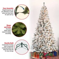 7.5ft Pre-Lit Acacia Flocked Artificial Christmas Tree, Clear Lights 13 7.5ft Pre-Lit Acacia Flocked Artificial Christmas Tree, Clear Lights -Michaels X-Mas Decor D671885S 15
