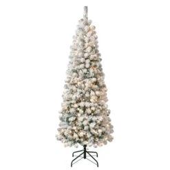 6ft. Pre-Lit Acacia Medium Flocked Artificial Christmas Tree, Clear Lights -Michaels X-Mas Decor D671889S 1 1