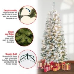 6ft. Pre-Lit Acacia Medium Flocked Artificial Christmas Tree, Clear Lights -Michaels X-Mas Decor D671889S 15