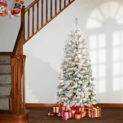 6ft. Pre-Lit Acacia Medium Flocked Artificial Christmas Tree, Clear Lights -Michaels X-Mas Decor D671889S 2