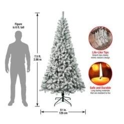 7.5 Ft. Unlit Acacia Flocked Artificial Christmas Tree 12 7.5 Ft. Unlit Acacia Flocked Artificial Christmas Tree -Michaels X-Mas Decor D671894S 14