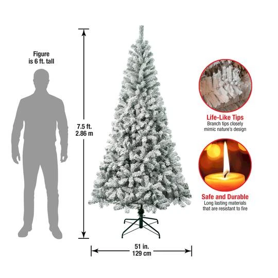 7.5 Ft. Unlit Acacia Flocked Artificial Christmas Tree 7 7.5 Ft. Unlit Acacia Flocked Artificial Christmas Tree - Image 5