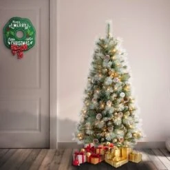 4.5ft. Pre-Lit Perry Hard Needle Artificial Christmas Tree, Clear Lights -Michaels X-Mas Decor D671914S 2