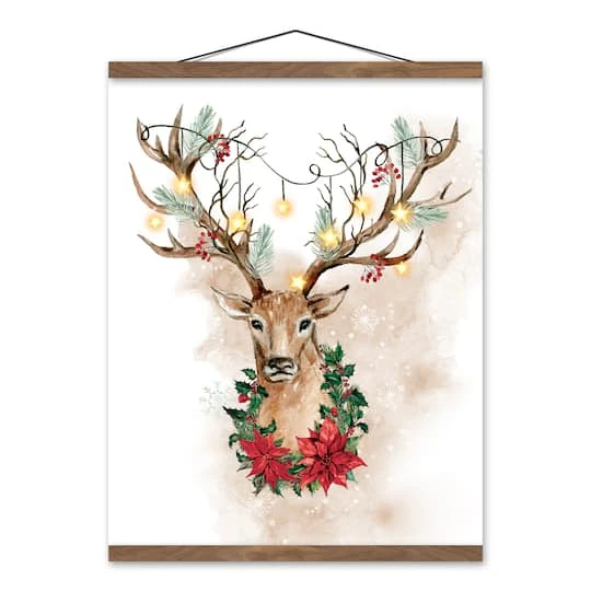 Watercolor Holiday Deer Teak Hanging Canvas 4 Watercolor Holiday Deer Teak Hanging Canvas - Image 2