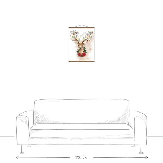 Watercolor Holiday Deer Teak Hanging Canvas 6 Watercolor Holiday Deer Teak Hanging Canvas - Image 4