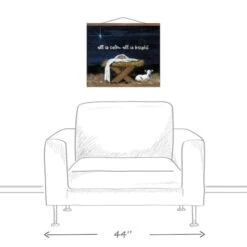 All Is Calm All Is Bright Nativity Teak Hanging Canvas -Michaels X-Mas Decor D673229S 3