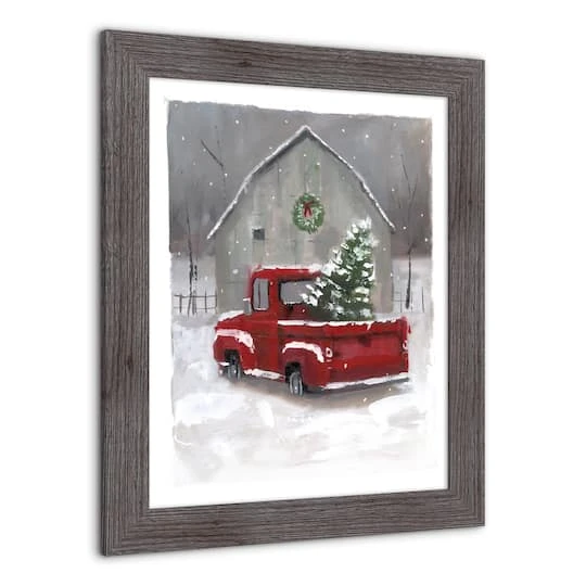 Snowy Christmas Truck Western Gray Framed Print 5 Snowy Christmas Truck Western Gray Framed Print - Image 3