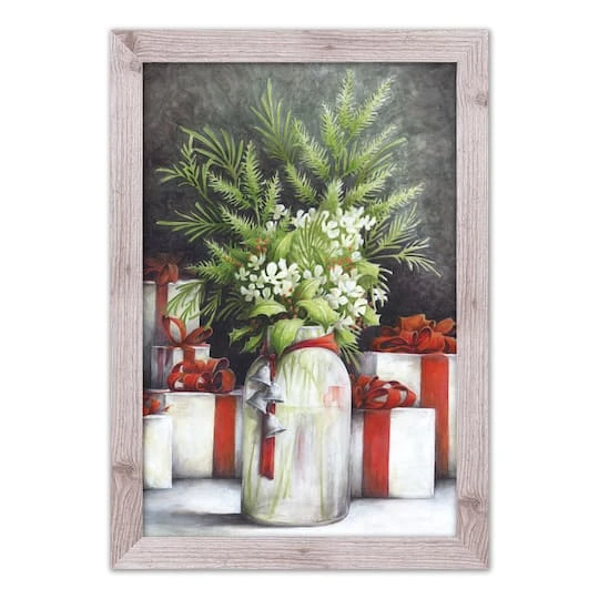 Christmas Flower Vase Western White Framed Print 3 Christmas Flower Vase Western White Framed Print