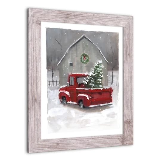 Snowy Christmas Truck Western White Framed Print 5 Snowy Christmas Truck Western White Framed Print - Image 3