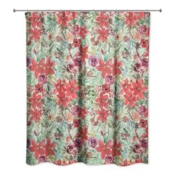 Holiday Blooms Pattern Shower Curtain 7 Holiday Blooms Pattern Shower Curtain -Michaels X-Mas Decor D673247S 2