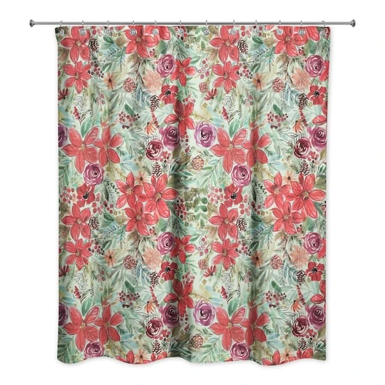 Holiday Blooms Pattern Shower Curtain 5 Holiday Blooms Pattern Shower Curtain - Image 3