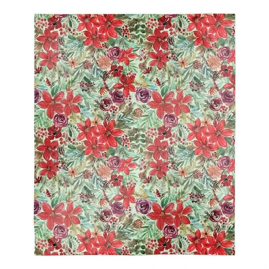 Holiday Blooms Pattern Sherpa Fleece Blanket 4 Holiday Blooms Pattern Sherpa Fleece Blanket - Image 2